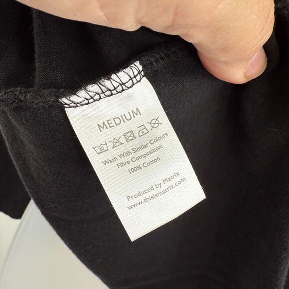 Temperley London M Black Satin Collar Scoop Cotton T Shirt Top Long Sleeve - Picture 11 of 12